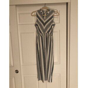 Monteau blue and white stripe crop-length wide-leg jumpsuit